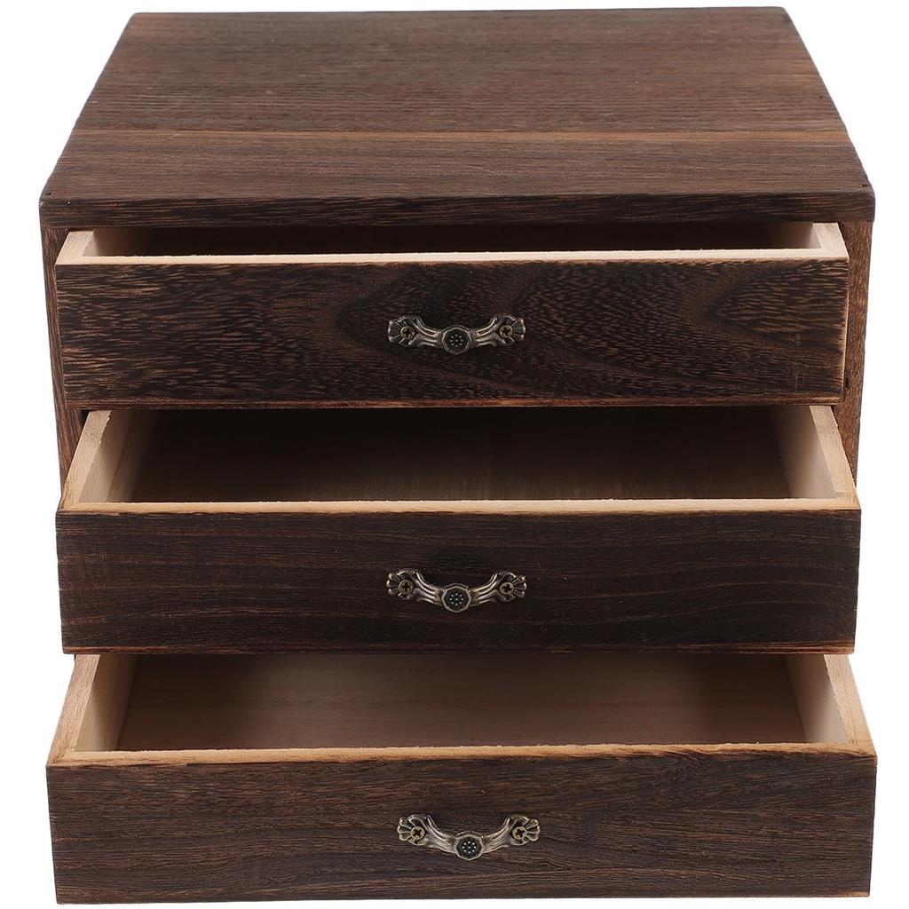 Amosfun Wooden Desktop Drawer Storage Box, 9.4" X 2.4" X 2.4", Small Item Storage, Desktop Organizer, Vintage Design for Jewelry and Crafts