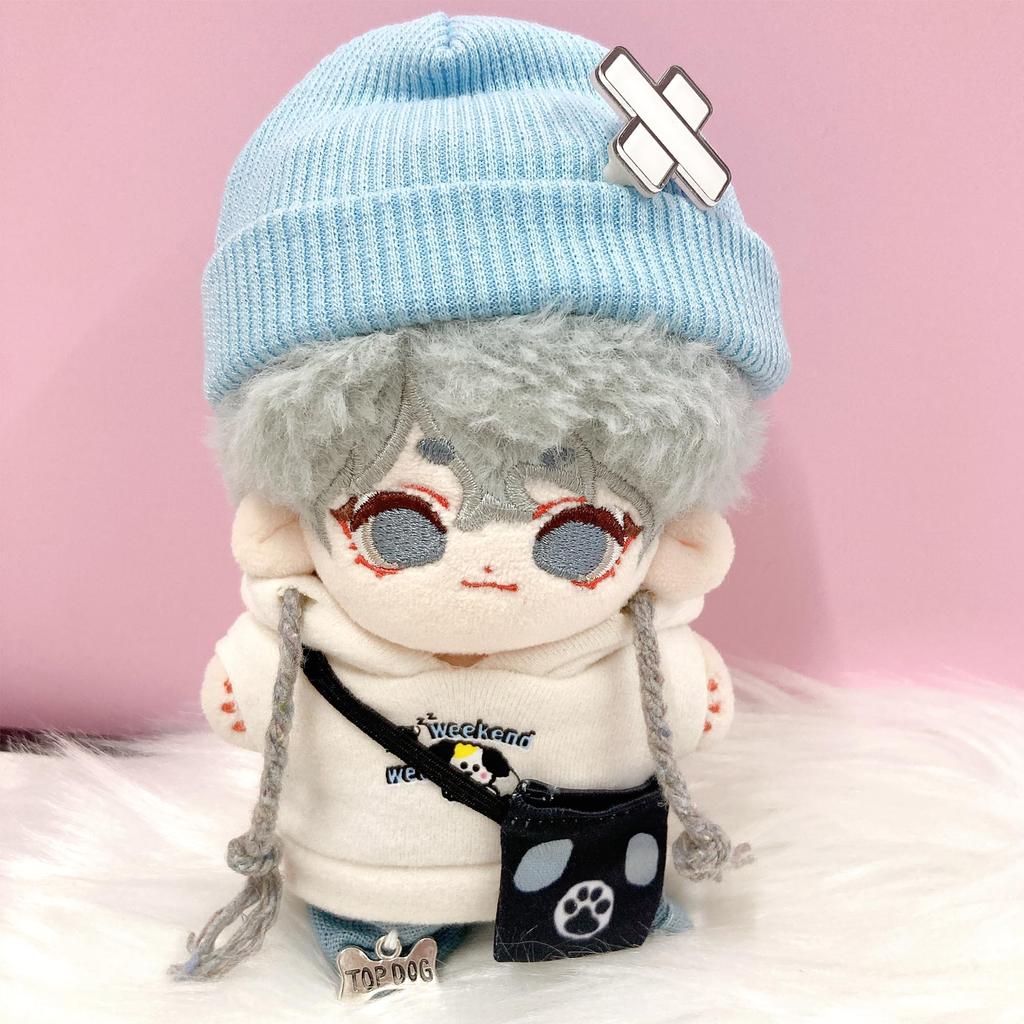 Street Casual Plush Clothes Set (4 Pieces) [Hat, Shirt, Pants, and Bag] for 10cm Plush Toys, Kigurumi Accessories, Otaku Activities, Doll Mascot,