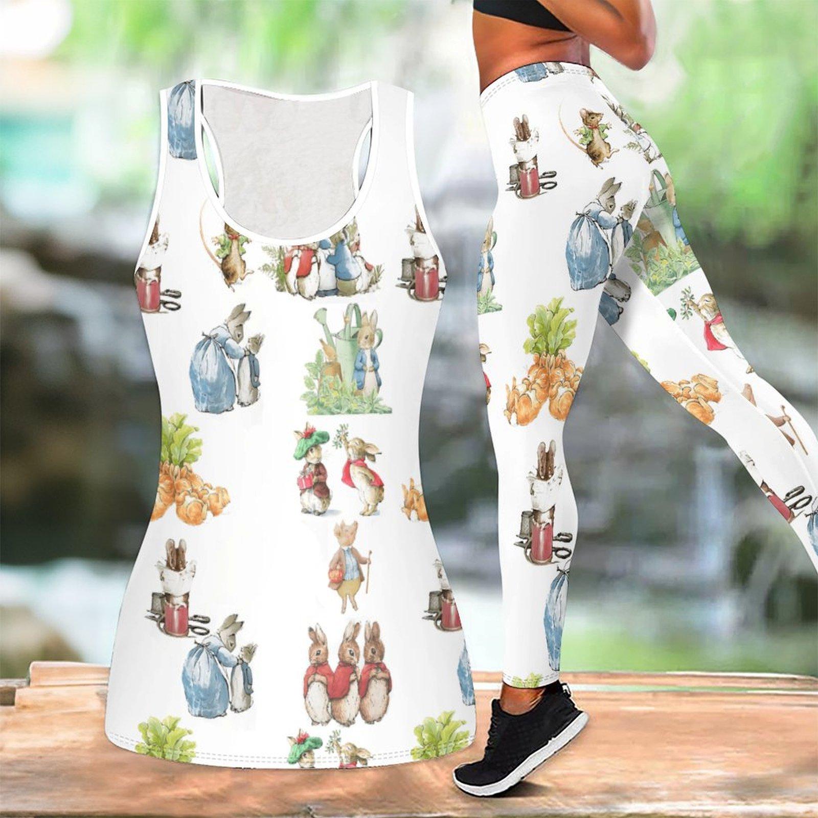 

Cute Rabbit Printed Yoga Outfit for Women Fashion Workout Leggings Fitness Sports Casual Yoga Set Sports Suit XXL слонова кістка