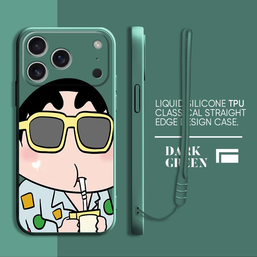 Cute Crayon Shin-chan Case for Apple iPhone 17 Pro Max 12 Plus 16 XS XR 15 7 8 Air 13 Mini 11 Phone Cover