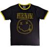 Nirvana Kurt Cobain Outline Happy Face Black Ringer T-shirt
