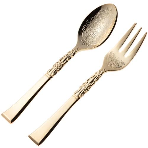 Nagao Antique Coffee Spoon/Fork, Gold, Set of 2, Made in Japan