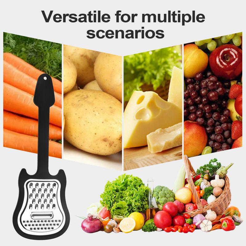 1pc, Cheese Grater, Stainless Steel Multifunctional Guitar Cheese Grater With Plastic Handle, Perfect For Hard Parmesan Or Soft
