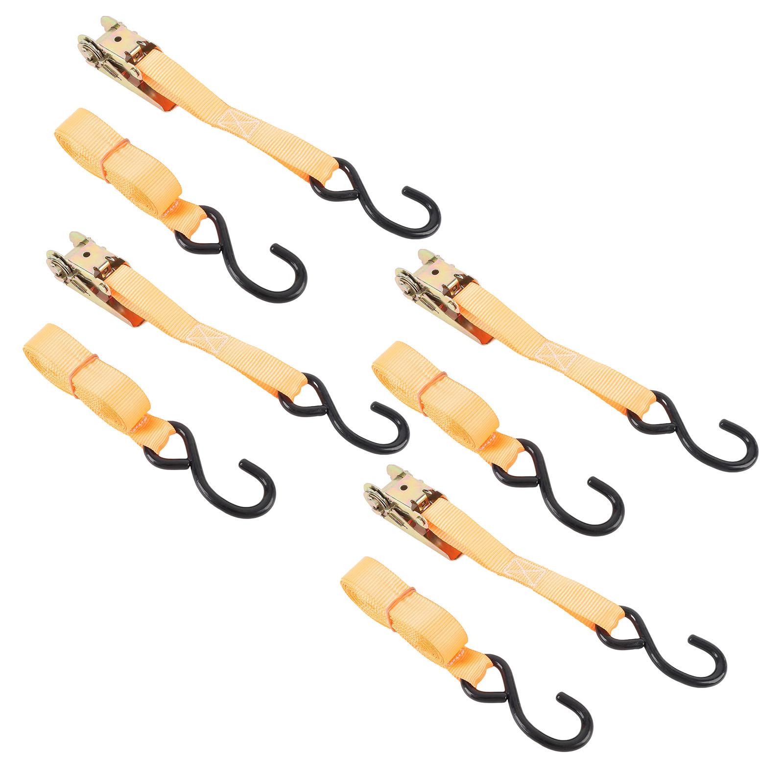 

4 комплекта ремней с храповым механизмом 25 мм x 6 м, рабочая нагрузка 300 кг, прочность на разрыв 600 кг, J-образный крюк, прочный крепеж