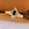 Trendy Green Zircon Crystal Oval Stone Vintage Gold Color Wedding Bands Engagement Rings For Women Men Minimalist Jewelry