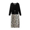 Dress Early Autumn New Temperament Thin Splicing Fake Two-piece Skirt Women's Spring and Autumn