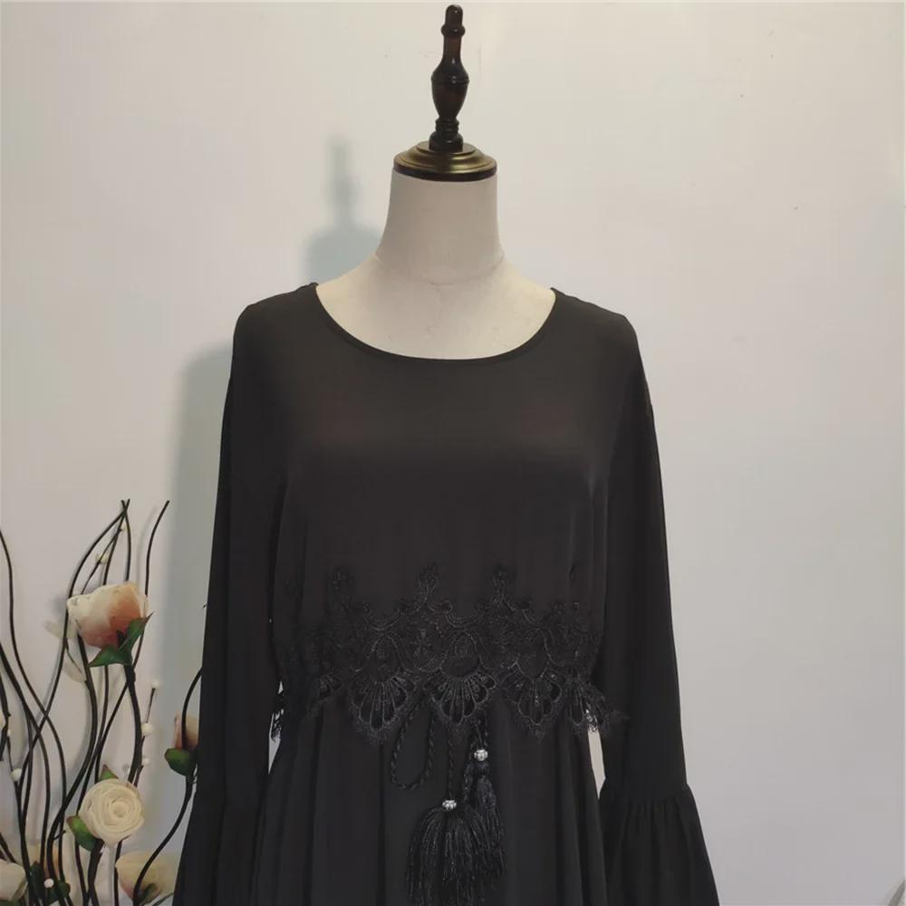 Women's Muslim Lace Stitching Dress - Middle Eastern Fashion