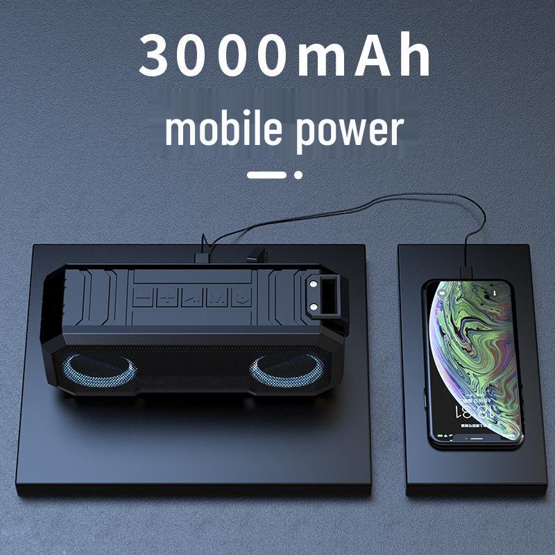 X8 Waterproof Bluetooth Speaker with Power Bank, Luminous Outdoor Subwoofer, Colorful Lights, and IPX7 Rating.