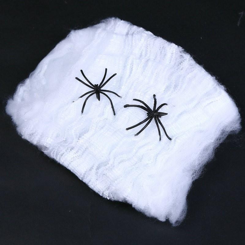 White Spider Web For Halloween Decorations Artificial Stretchy Cobweb For Halloween Scary Party Scene Decor Haunted House Props
