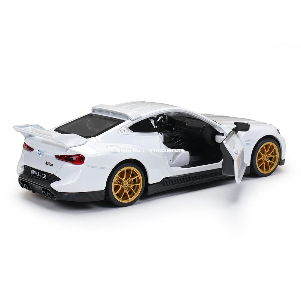 MSZ 1:32 BMW 3.0 CSL  X7 racing alloy car model children's toy car die-casting with sound and light pull back function