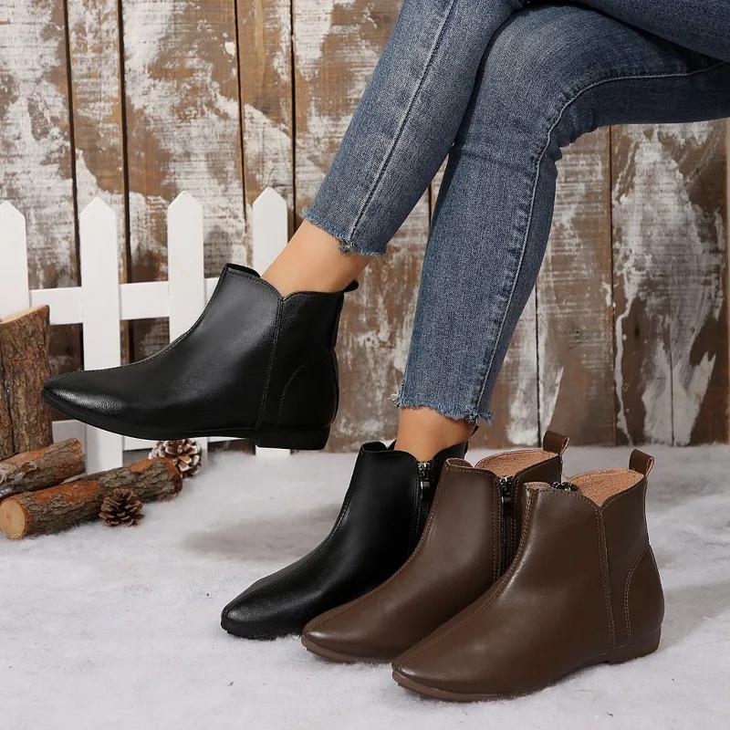 New Style Popular Women'S Luxury Boots Versatile Fashionable Short Boots Square Head Upper Winter Season Specialty  Mujer
