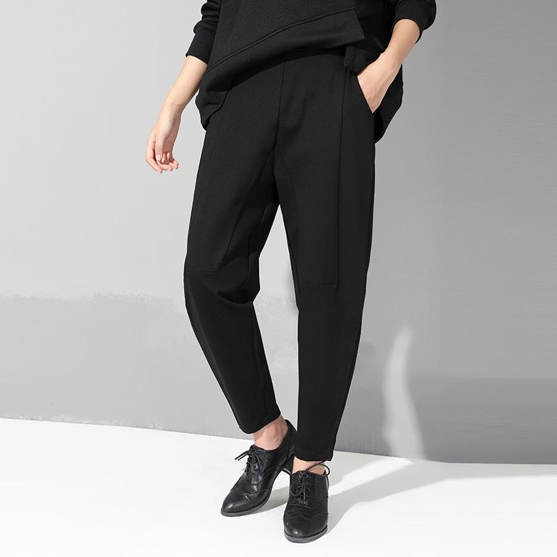 

Nessaj Black High Талия Гарем Брюки Женщины Эластичная талия Свободные повседневные брюки Мода Уличная одежда Брюки