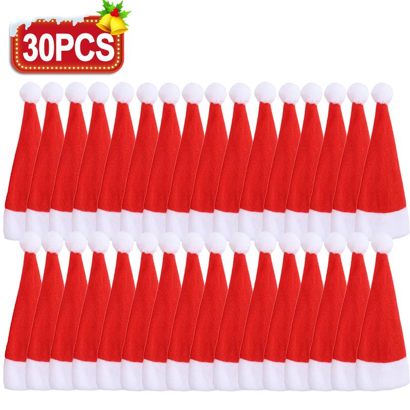 1/100pcs Christmas Cutlery Holder Xmas Hat Tableware Bags New Year Party Dinner Table Fork Knife Organizer Decoration Supplies