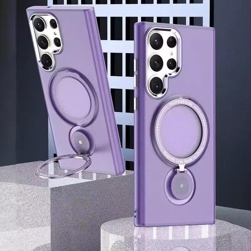 

Магнитный держатель для телефона Samsung S24 S23 S25 Ultra Plus 5G MagSafe Wireless Charge противоударный кронштейн подставка чехол Samsung S24 Ultra фиолетовый