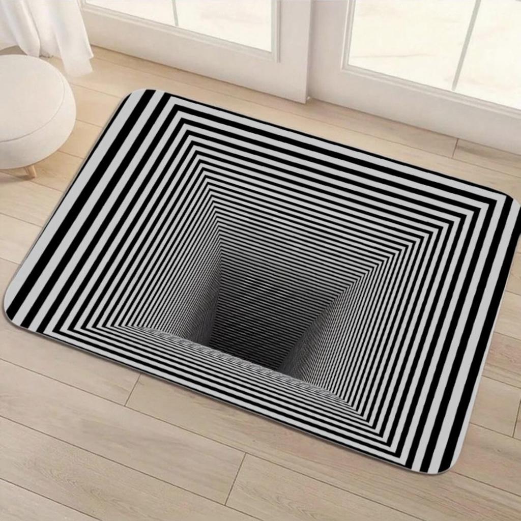 3D-Loch-Fußmatte mit optischer Illusion – Geometrischer Eingangsbereich-Teppich