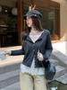 Gray round Neck Knitted Long Sleeve Cardigan Women's Autumn and Winter Wear Jacket with Shoulders and Bottom Loose Top
