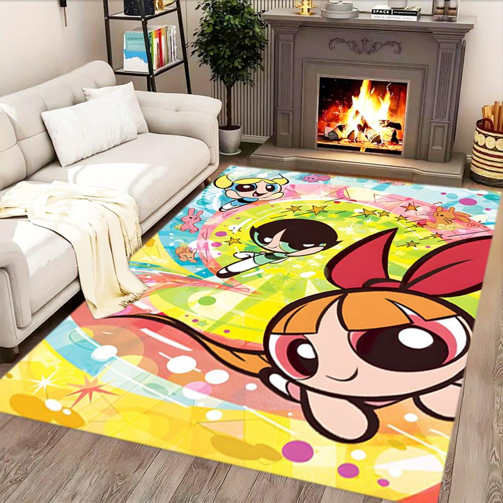 Powerpuff Girls Adventure rug for living rooms, bedrooms, home décor, and as gifts.