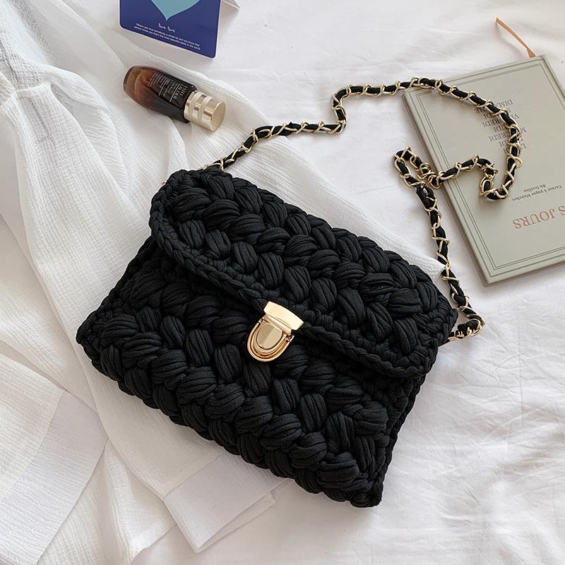 Bolsas de Mão Femininas da Moda Bolsa de Tecido Alça de Crochê Casual Ombro Transversal Clutch