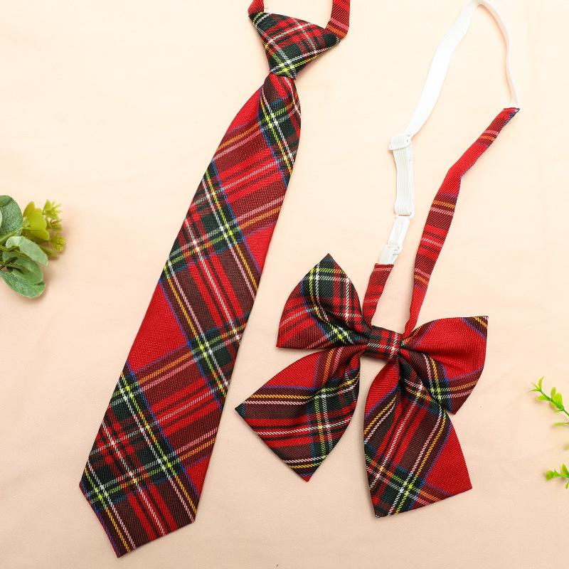 Xqwewanticebb Men's Red Jk Free Tie Necktie Set Bow Tie College Style Korean Version Professional Wear 042 Hawthorn Plaid Tie Necktie