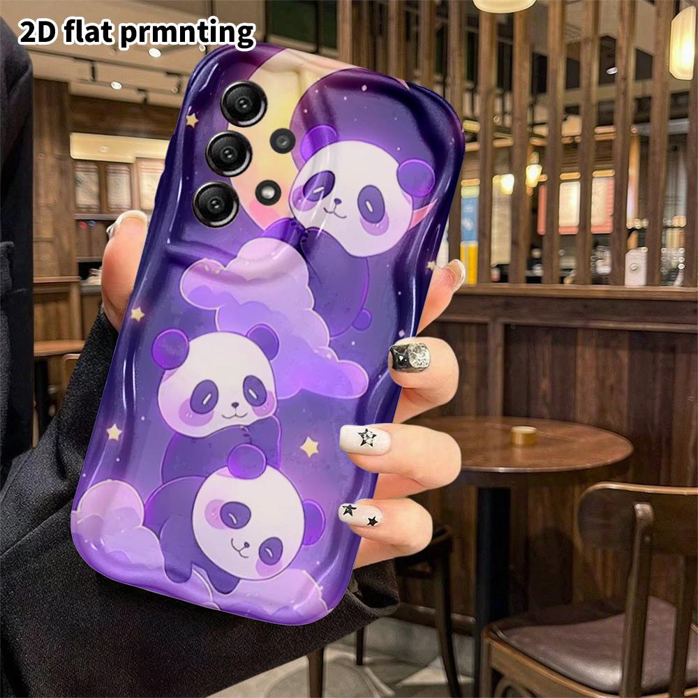 Phone Case: 2D Flat Samsung Galaxy A34 A35 S20 S22 S21 FE Plus Ultra Cover, Moon and Clouds Stacked Panda, Christmas and Halloween Gift