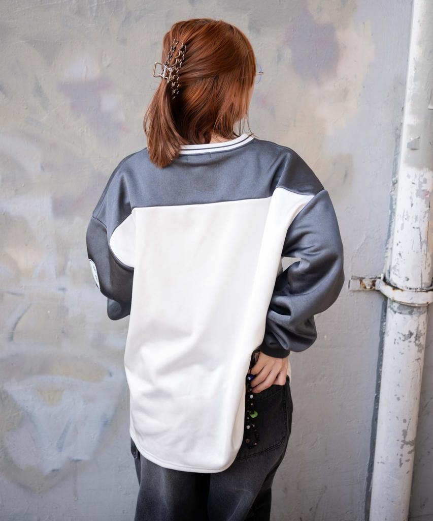 WEGO Numerowana Satynowa Duży Rozmiar Luźna Prezent Damska Bluza z Dekoltem V, F, Sumikuro, Wiosna/Jesień/Zima, Streetwear, Odzież Sportowa, Dopasowana,