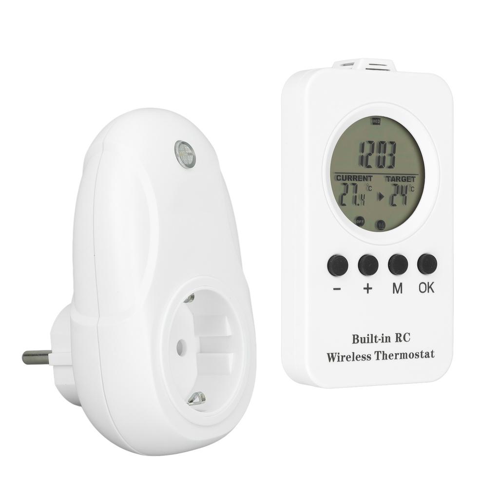 Wireless Plug In Thermostat LCD Remote Control Digital Display Temperature Controller with Temp