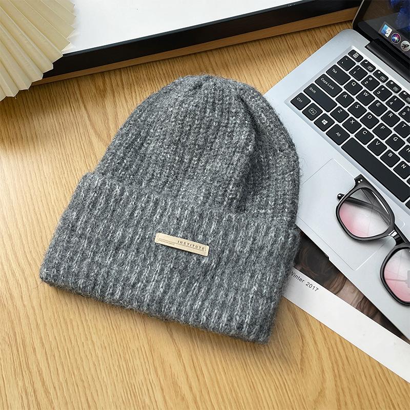 Knitted Hat Versatile In Autumn Winter Loose Pile Cap Big Head Circumference Cold Hat Thick Warm Ear Protection Knitted Hat