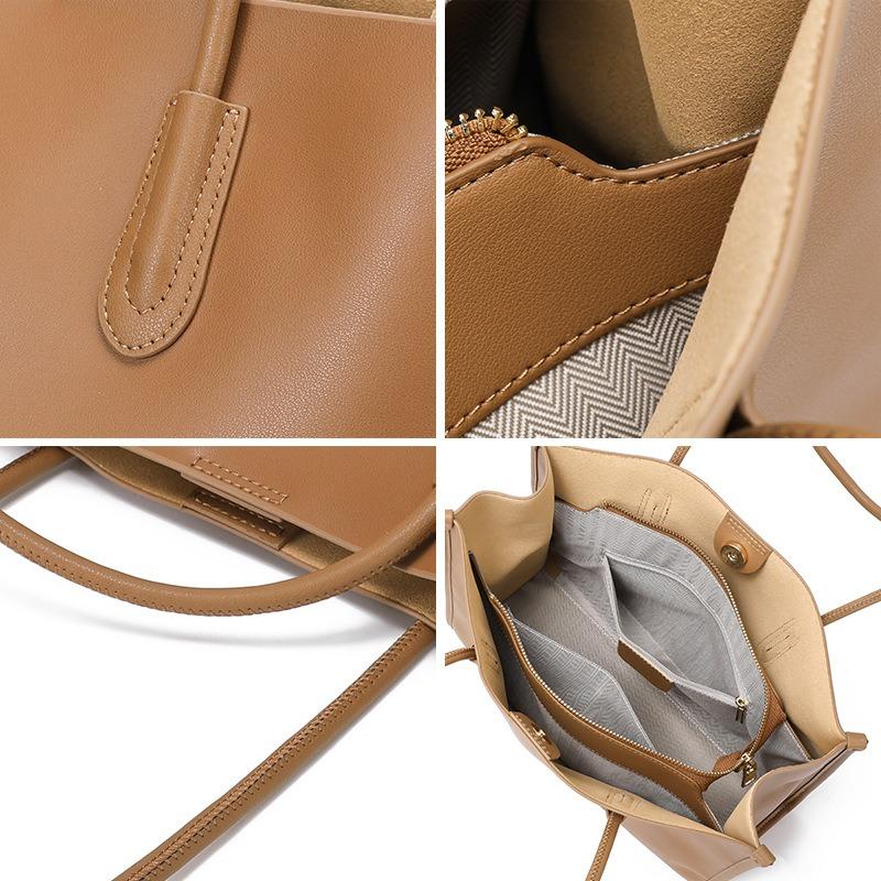 Tote bag large capacity women's leather new handbag women's niche versatile commuter shoulder bag bag