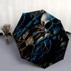 Skull Roses Themed Automatic Opening and Closing Umbrella, Brightly Colored 8-rib Portable Umbrella, Suitable for Men and Women, A Perfect G