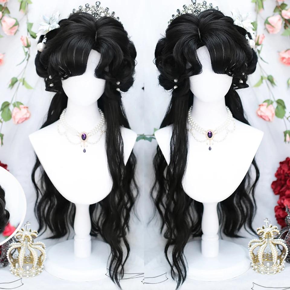 Dlouhá kudrnatá syntetická paruka se středovou ofinou tmavě hnědá paruka z přírodních kudrnatých vlasů ženská Cosplay paruka paruka z tepelně odolných vláken