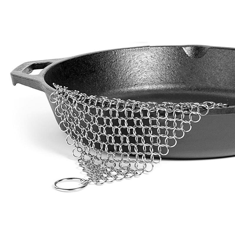 10 x 10CM Stainless Steel Skillet Cast Iron Cleaning Chainmail Ringer Scrubber