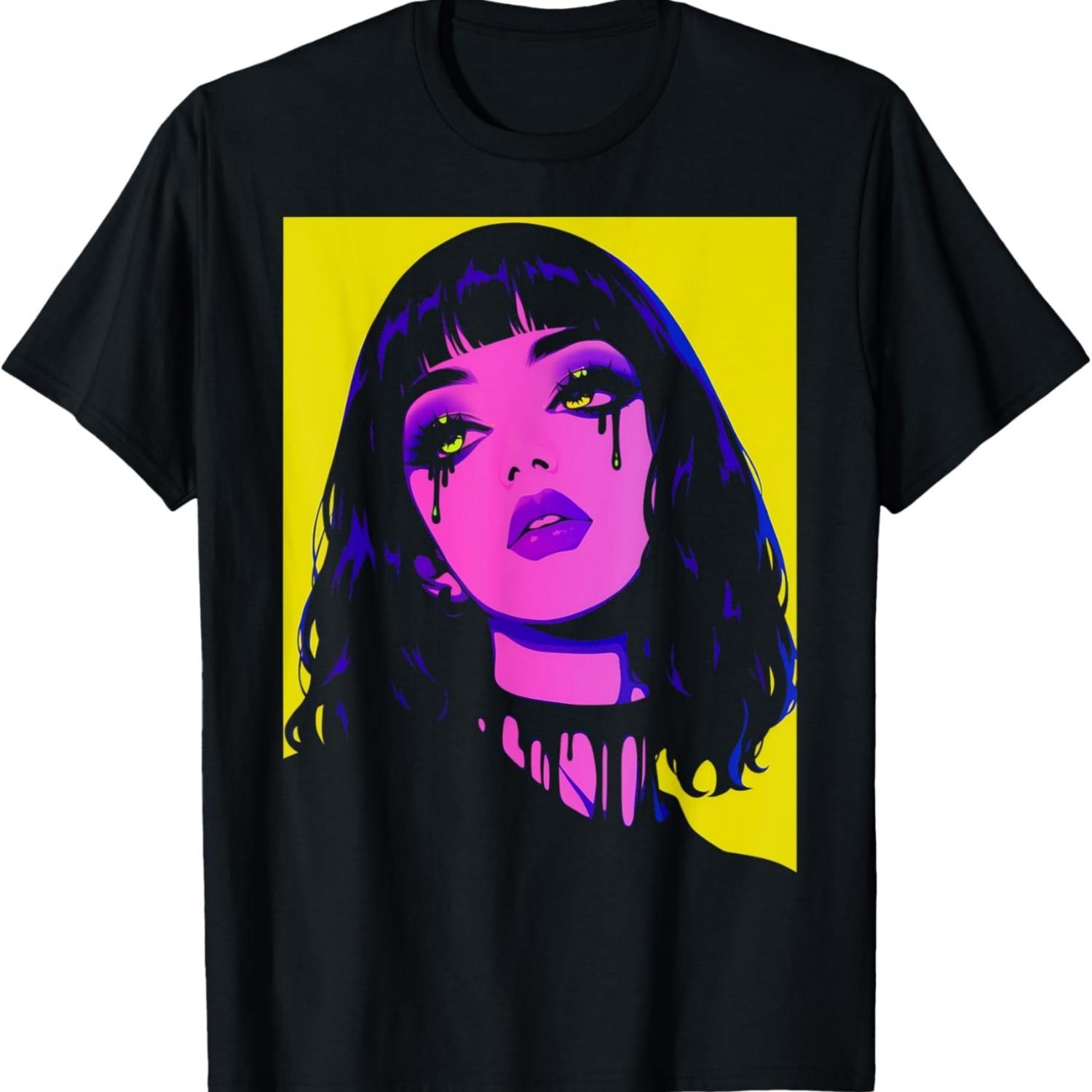 Киберготика Киберкор Гранж Панк Готическая Девушка Альтернатива Аниме Манга Футболка(5) S чёрный