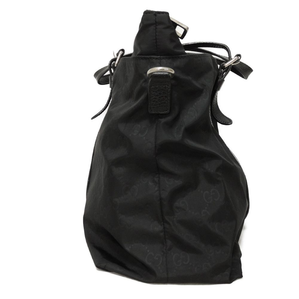 Used 9539 GG Nylon Tote 510332 K28AN 1000 7924 Calfskin 2-Way Shoulder Bag with Embossed Logo Black Men's from Japan