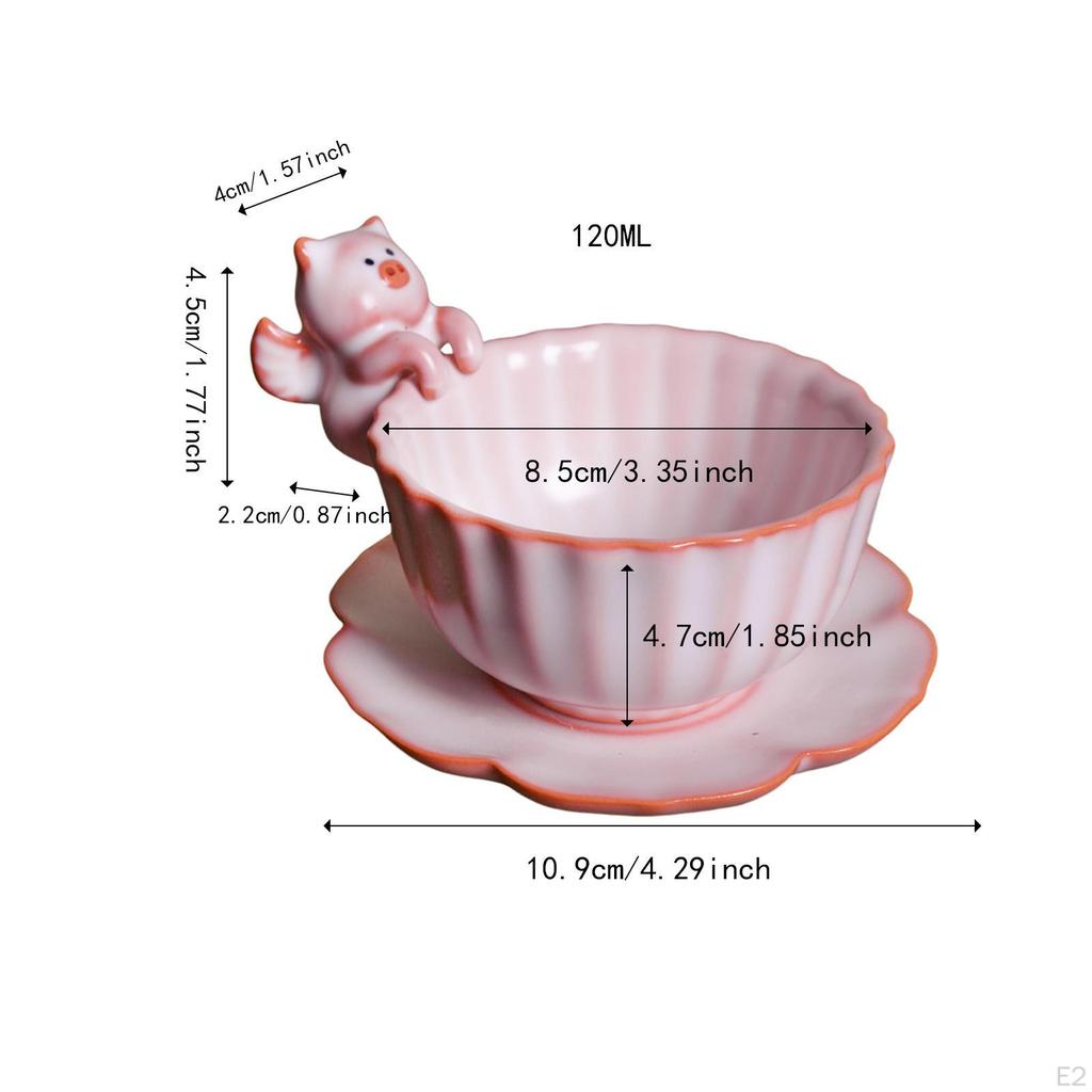 Ceramic Tea Cup Ornament with Pet Collectible Adornment Kung Fu Teacup Miniature Figurine for