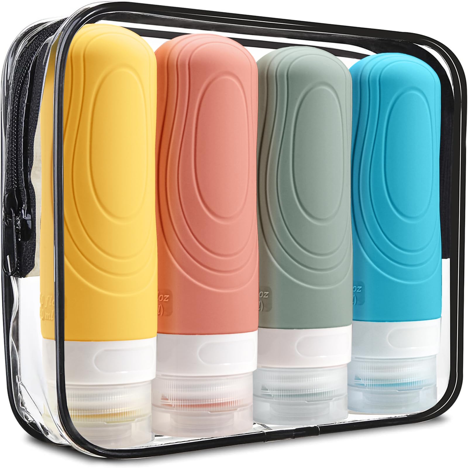 

Travel Bottles for Toiletries, Approved 3oz Travel Size Containers BPA Free Leak Proof Refillable Liquid Silicone Squeezable liu