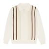 [CHANGE WELL] Men's 2025AW American Casual Fashion Autumn Clothing Color Block Design Long Sleeve Knit Half Zipper Striped Polo Shirt (WHITE, XL)
