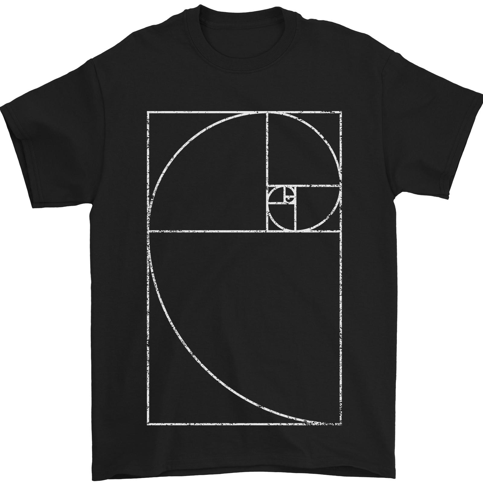 Fibonacci Spiral Golden Geometry Maths Mens T-Shirt Cotton S