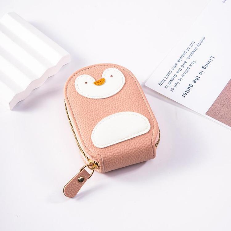 Cute Penguin Pu Leather Card Wallet Large Capacity Organizer with Multi Card Slots and ID Document Holder Women Card Bag