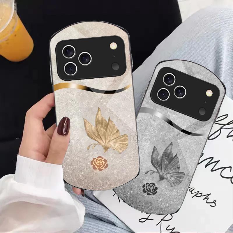 Vol Oosterse elegantie Voor iPhone 17 Air 16 15 14 Pro 13 Plus 12 mini 11 Pro Max XR X 7 8 Elliptisch Gehard Glas Telefoonhoes
