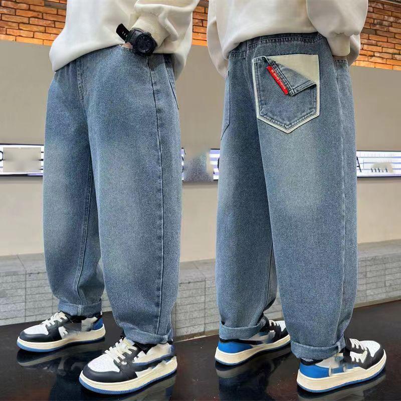 Boy Jeans For Teenage Casual Style Letter Pattern Loose Pants For Children Toddler Kids Clothes