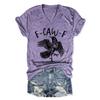 Summer Fashion Casual F Caw F2 Letter Crow Print T-shirt Women's V-neck Short Sleeved Shirt