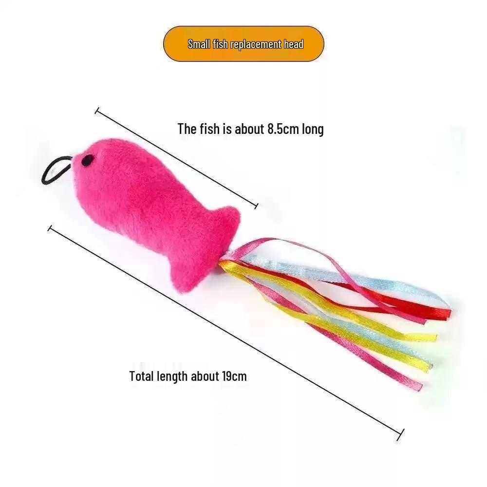 Long Rod Steel Wire Cat Teaser with Feather & Bell - Interactive Bite-Resistant Replacement Cat Toy