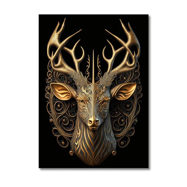 Metal Sculpture Gorilla King Canvas Painting Print Golden Lion Tiger Deer Bull Poster Art Animal Statue Picture Wall Decoration