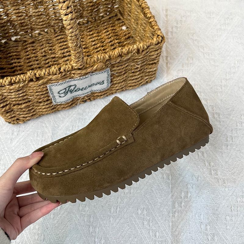 Loafers for Woman Genuine Leather Warm Wool Shoes Winter New Flat Cotton Shoes Women's Retro Casual Women's Shoes