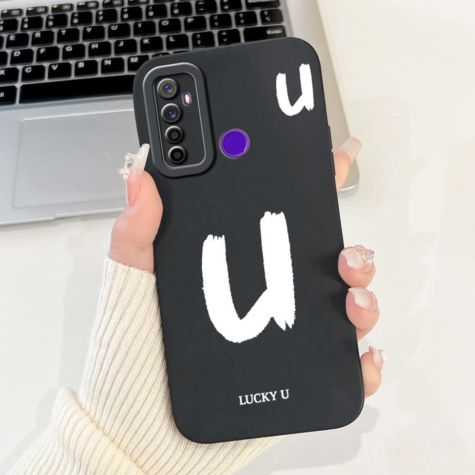 For Realme 5i RMX2030 6i RMX2040 Cover For Realme 6i Case Simple Fashion Letters A-Z Pattern Design Silicone Shockproof Bumper