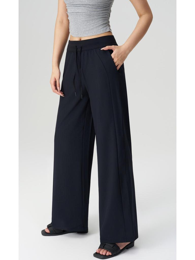 Women's High Waist Wide Leg Yoga Pants with Sun Protection and Pockets