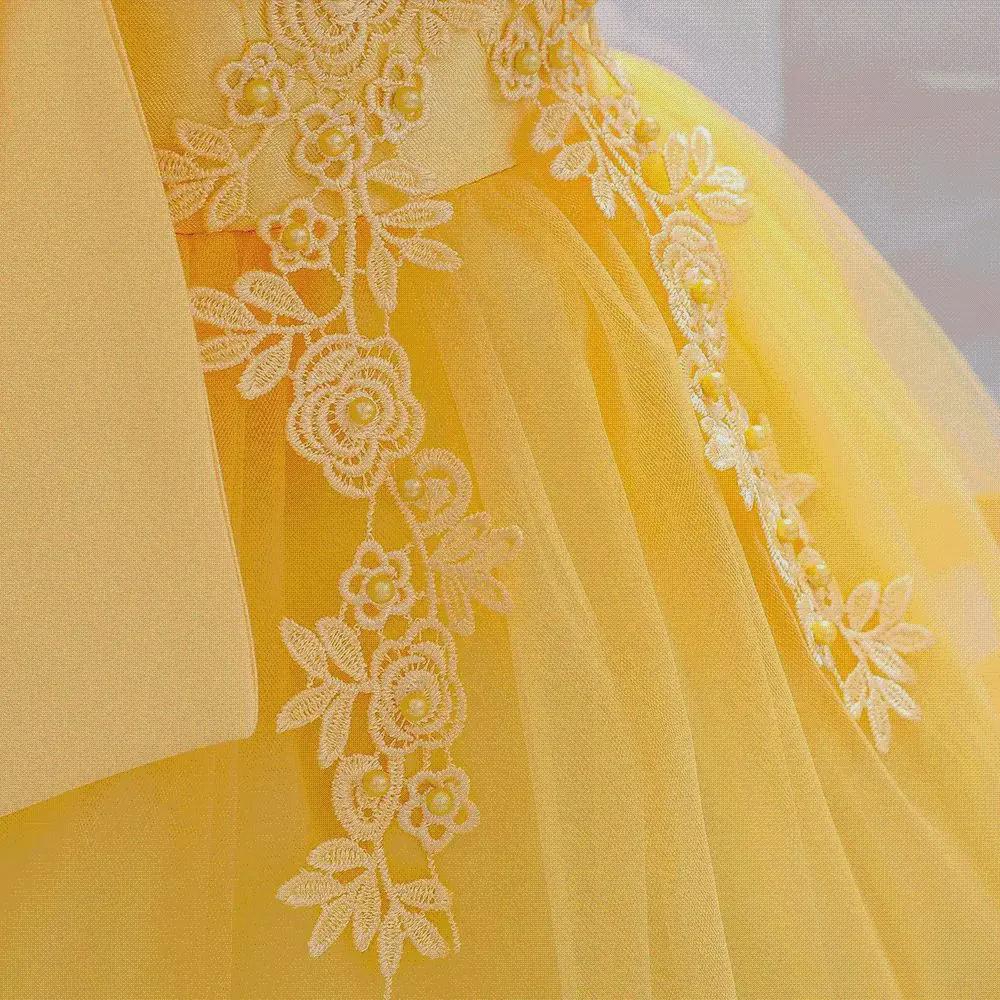 Rochie de mireasă internațională pentru fete, cu un singur umăr, brodată cu perle