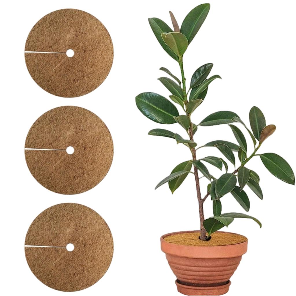 Fiber Mulch Pad, Circular Plant Film with Hole, Flat  Control Pad, Flowerpot  Mat for Gardening and Planting