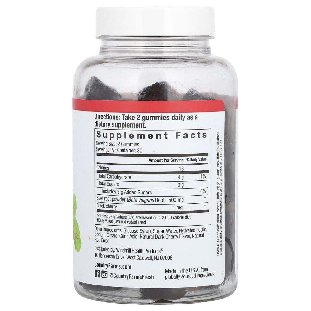 Country Farms Bountiful Beets Gummy Black Cherry Flavor, 60 Gummies