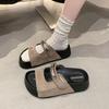 Thick-soled heightening one-word slippers for women to wear spring and summer seaside beach cool slippers